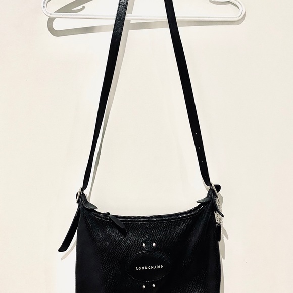 Longchamp 2 way cross body black leather bag. - Picture 8 of 15